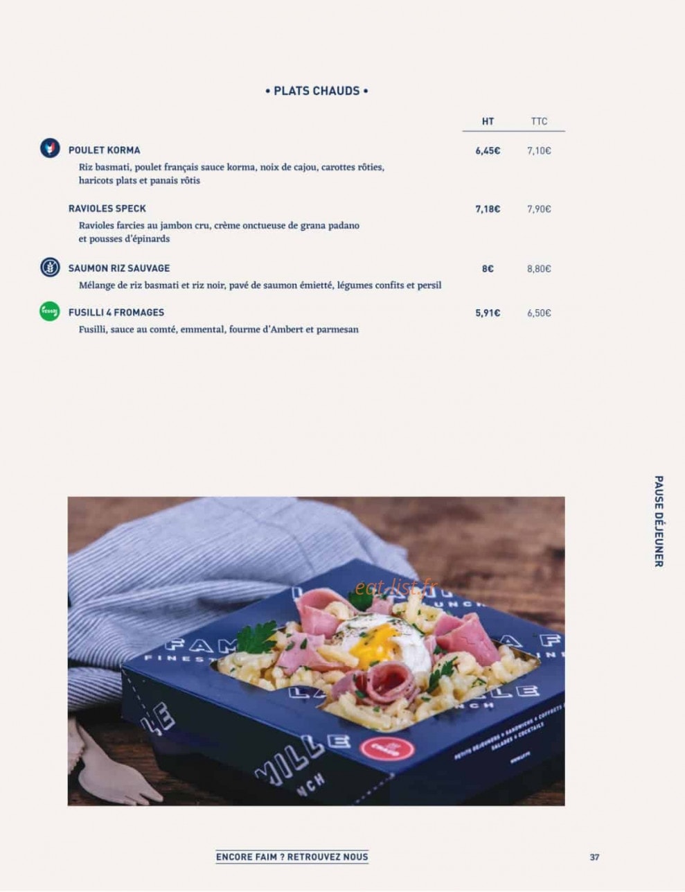 La Famille Finest Lunch — carte page 35