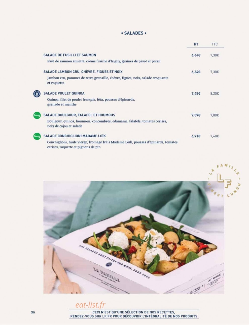 La Famille Finest Lunch — carte page 34