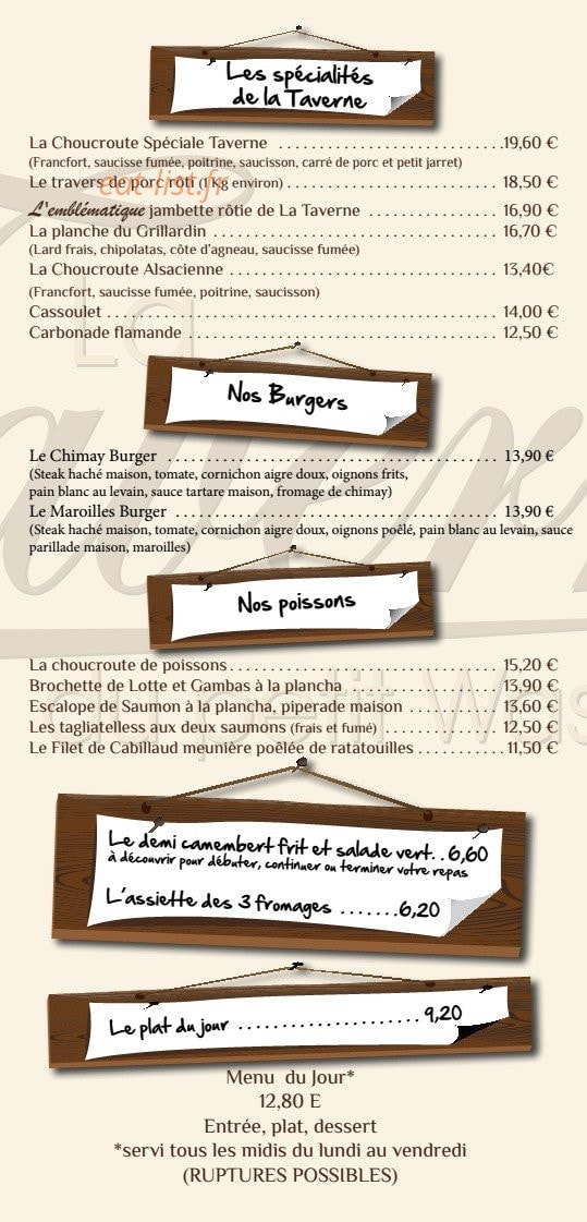 La Taverne du Petit Wasquehal — carte page 3