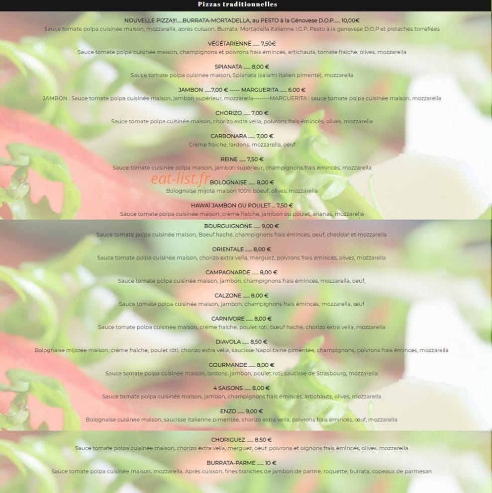 Pizza Enzo — carte page 1