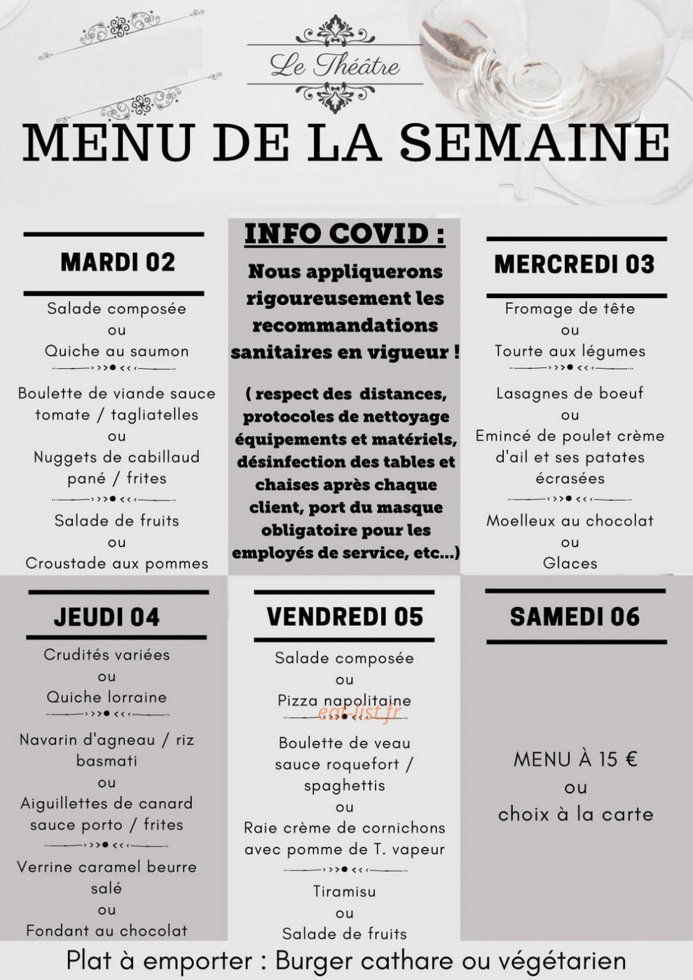 Restaurant Le Théâtre — carte page 1