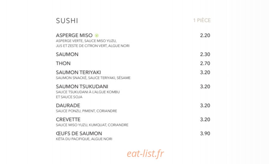Sushi Shop — carte page 19