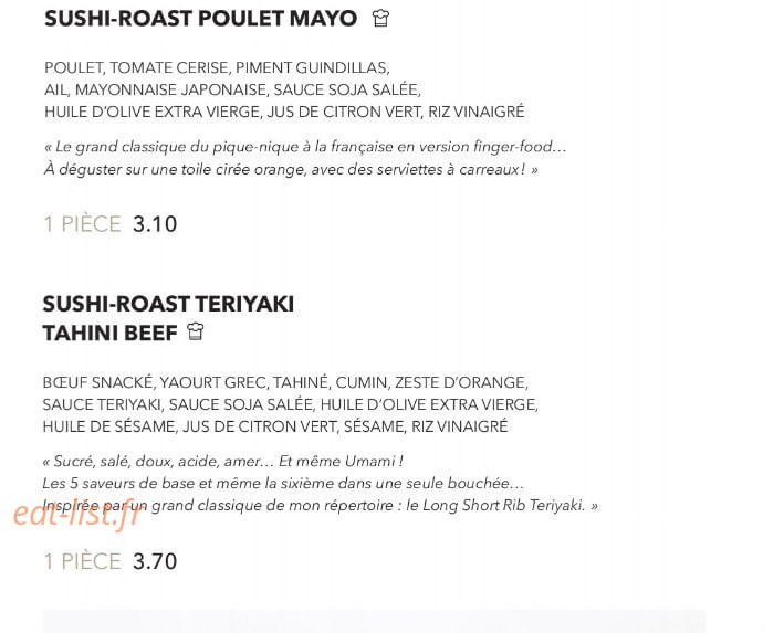 Sushi Shop — carte page 6