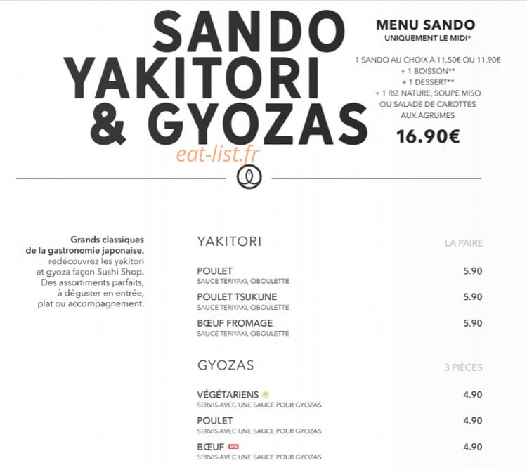 Sushi Shop — carte page 16