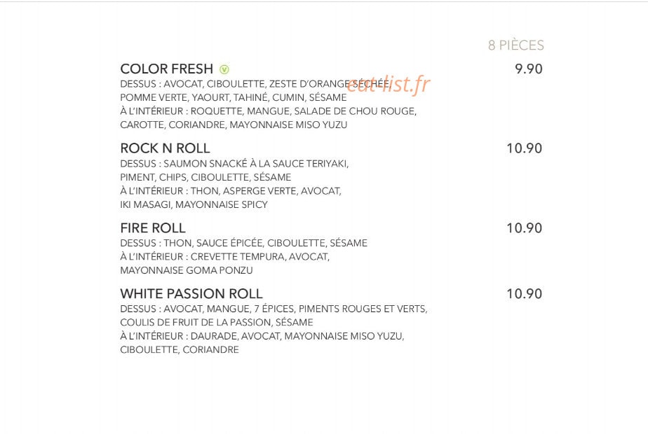 Sushi Shop — carte page 25