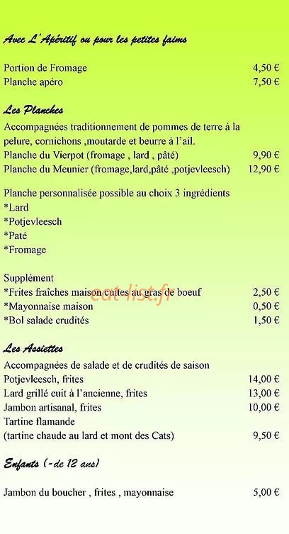 Estaminet De Vierpot — carte page 1