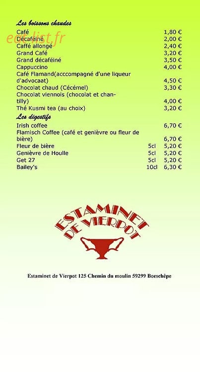 Estaminet De Vierpot — carte page 6