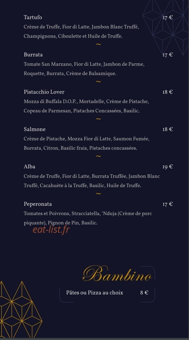 Carte et menu de Il Gusto Trattoria à Aulnoy Lez Valenciennes — Les pizzas suite