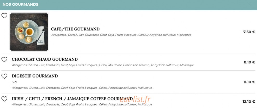 Carte et menu de Place Des Oliviers à Aulnoy Lez Valenciennes — Les gourmands