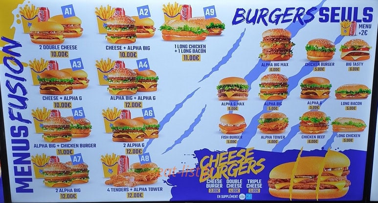 Alpha Burger — carte page 2
