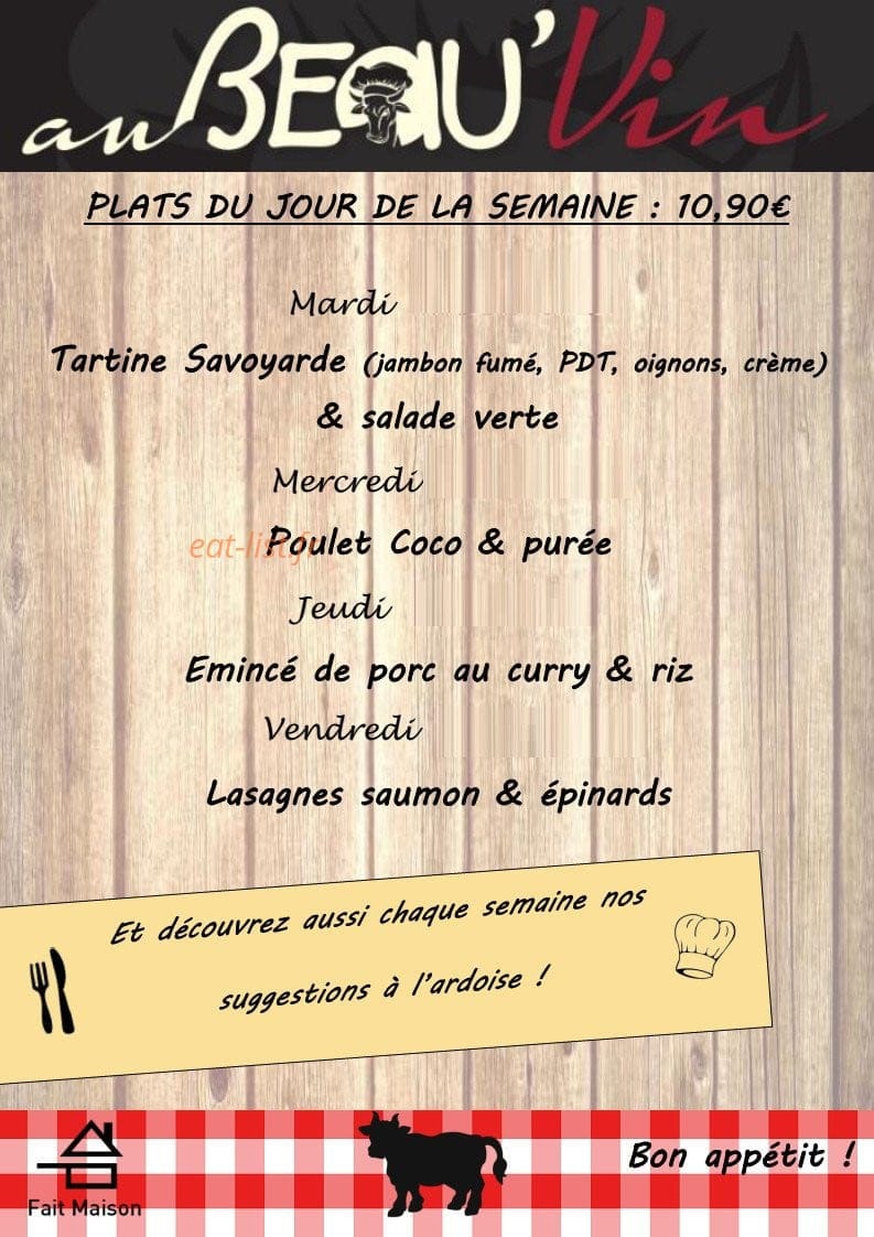 Au Beau'Vin — carte page 3