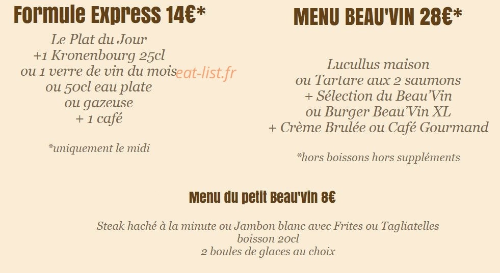 Au Beau'Vin — carte page 2
