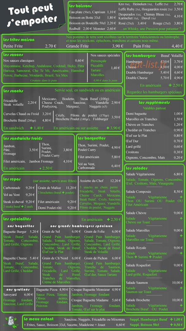 Au Grain de Sel — carte page 1