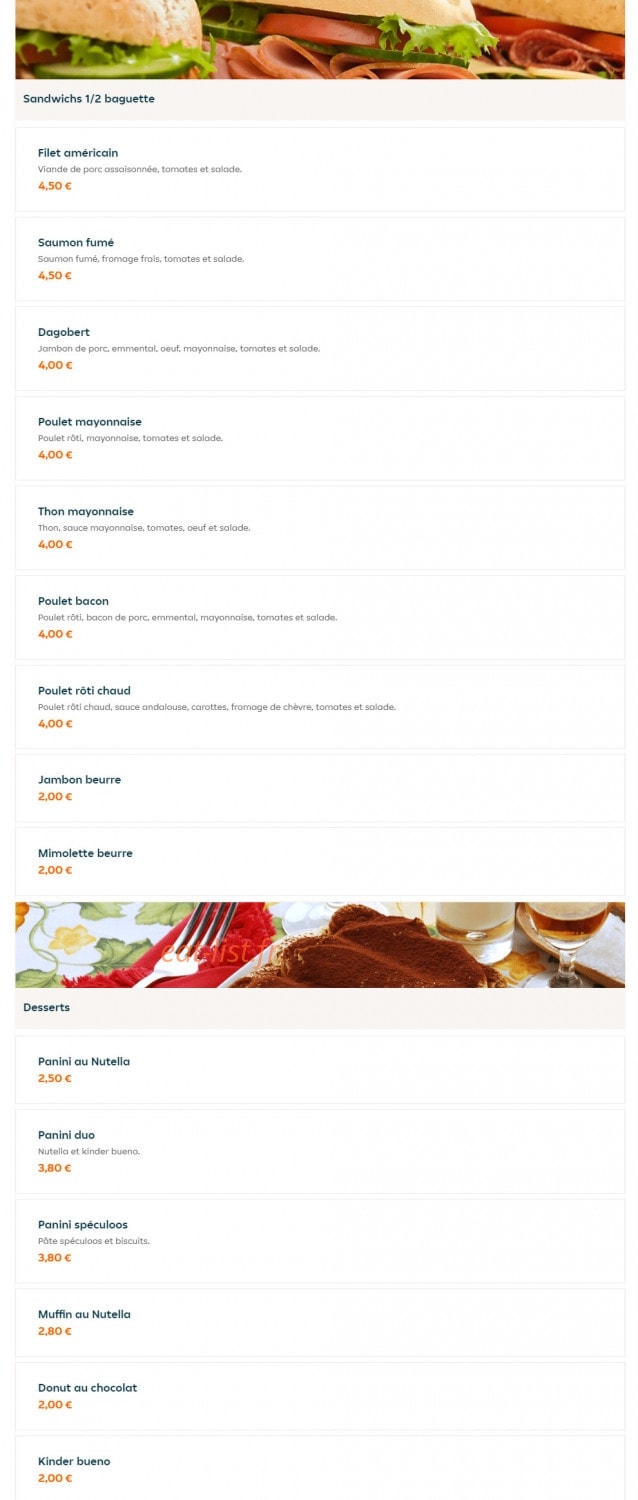 Baguettes & Compagnie — carte page 3