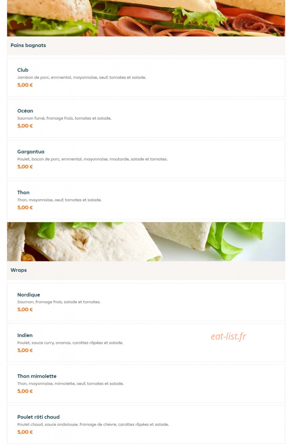 Baguettes & Compagnie — carte page 2