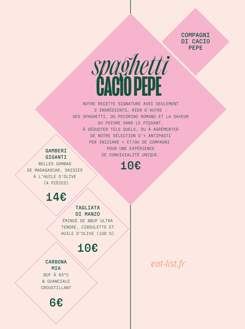 Cacio Pepe Trattoria — carte page 4