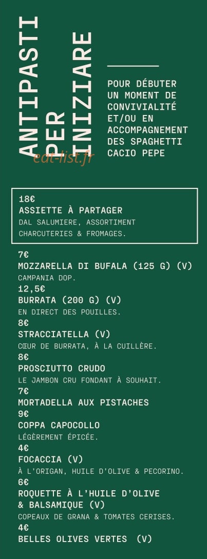 Cacio Pepe Trattoria — carte page 2