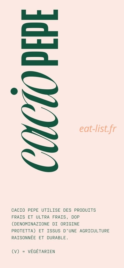 Cacio Pepe Trattoria — carte page 8