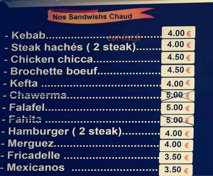 Ch'ti Kebab — carte page 1