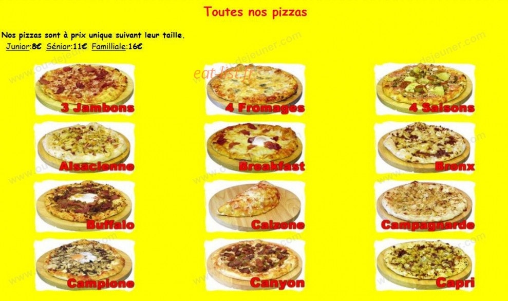 Chrono Pizza — carte page 1