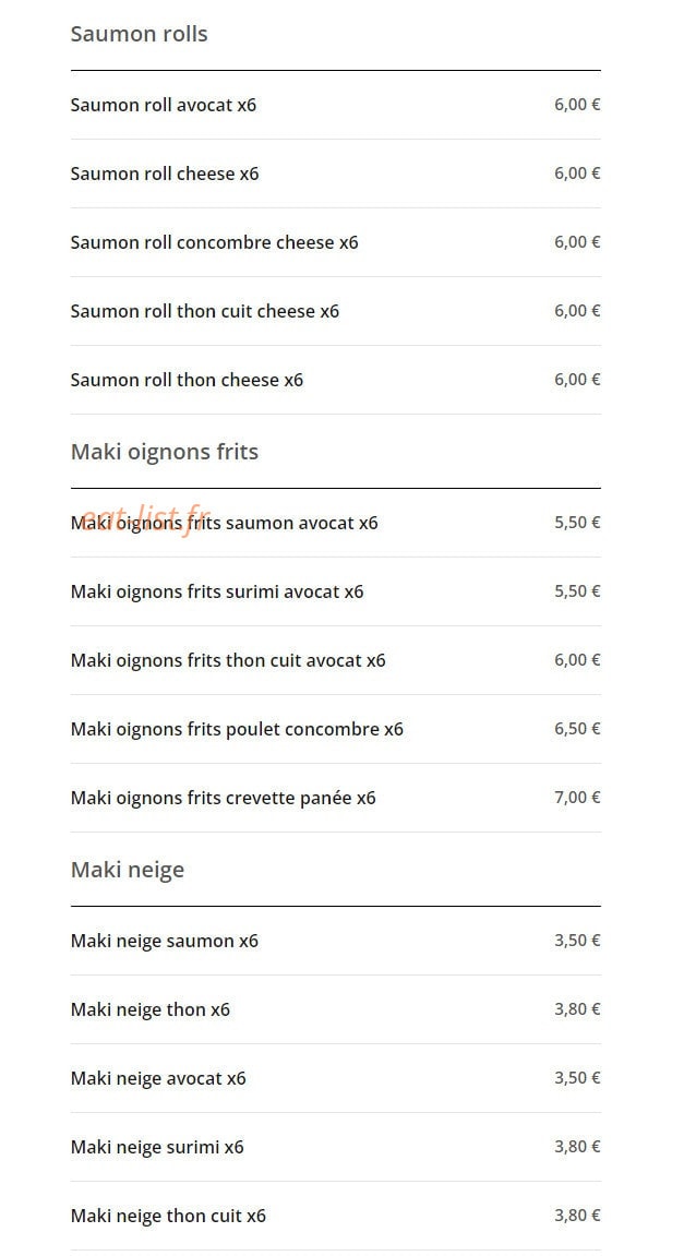 Délice Sushi — carte page 8