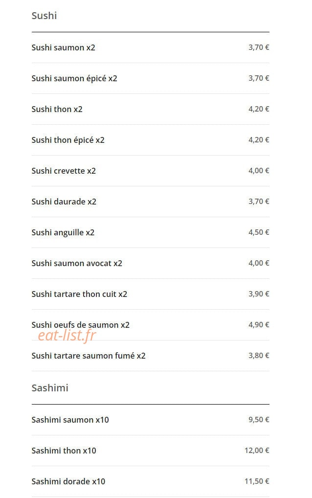 Délice Sushi — carte page 5