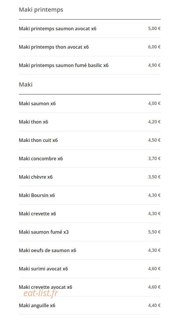 Délice Sushi — carte page 6