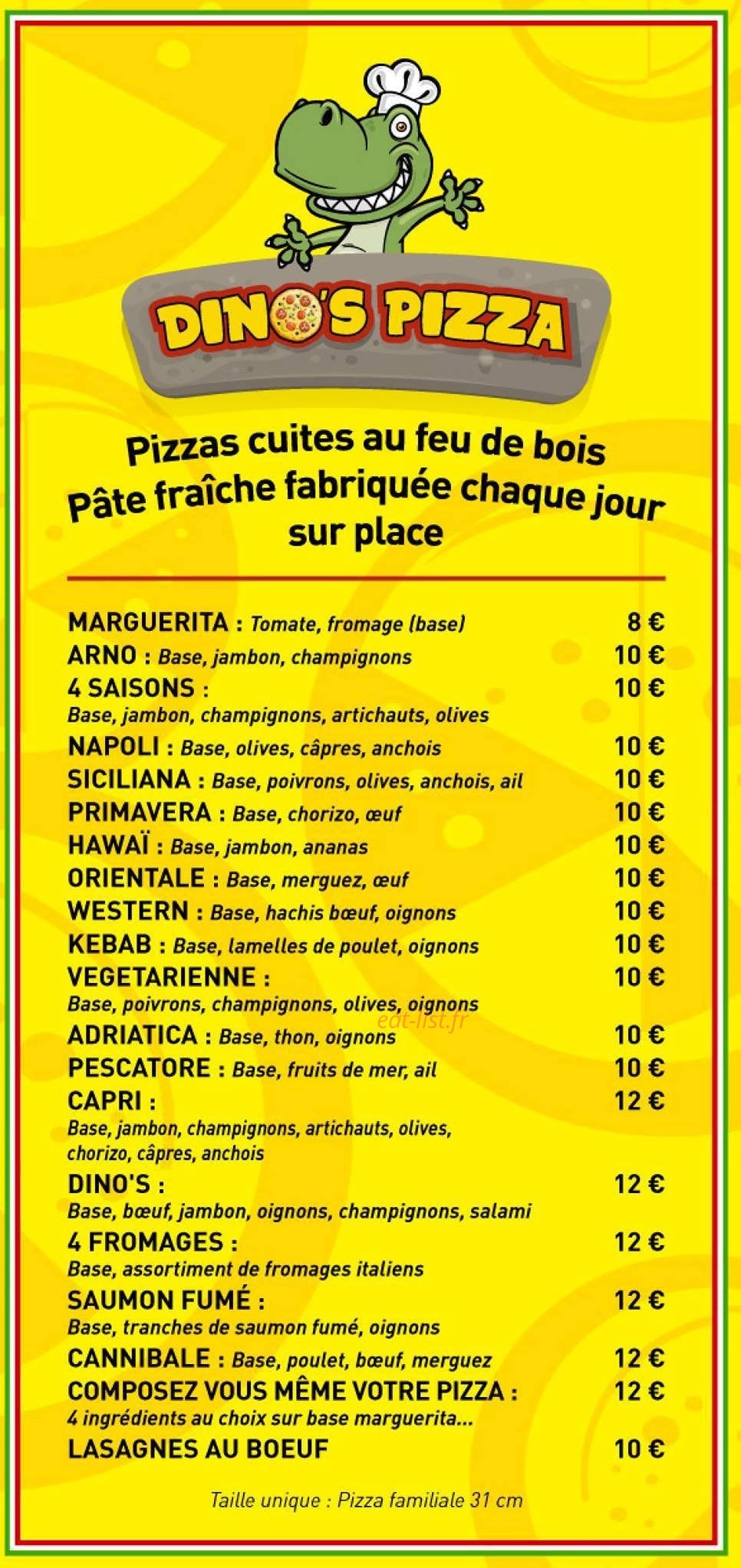 Dino's Pizza — carte page 2