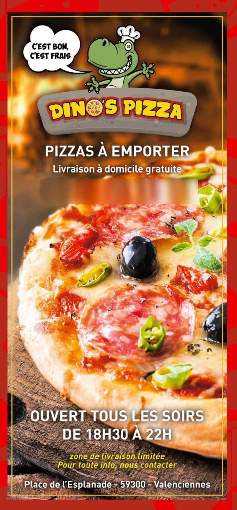 Dino's Pizza — carte page 1