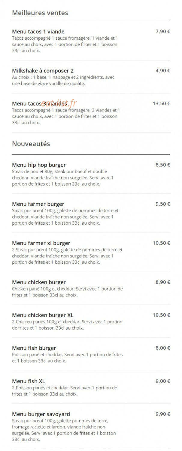 Eat & Game — carte page 1