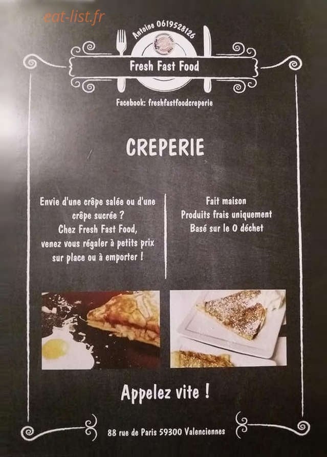 Fresh Fast Food — carte page 1
