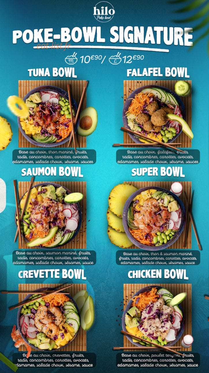 Hilo Poke Bar — carte page 1