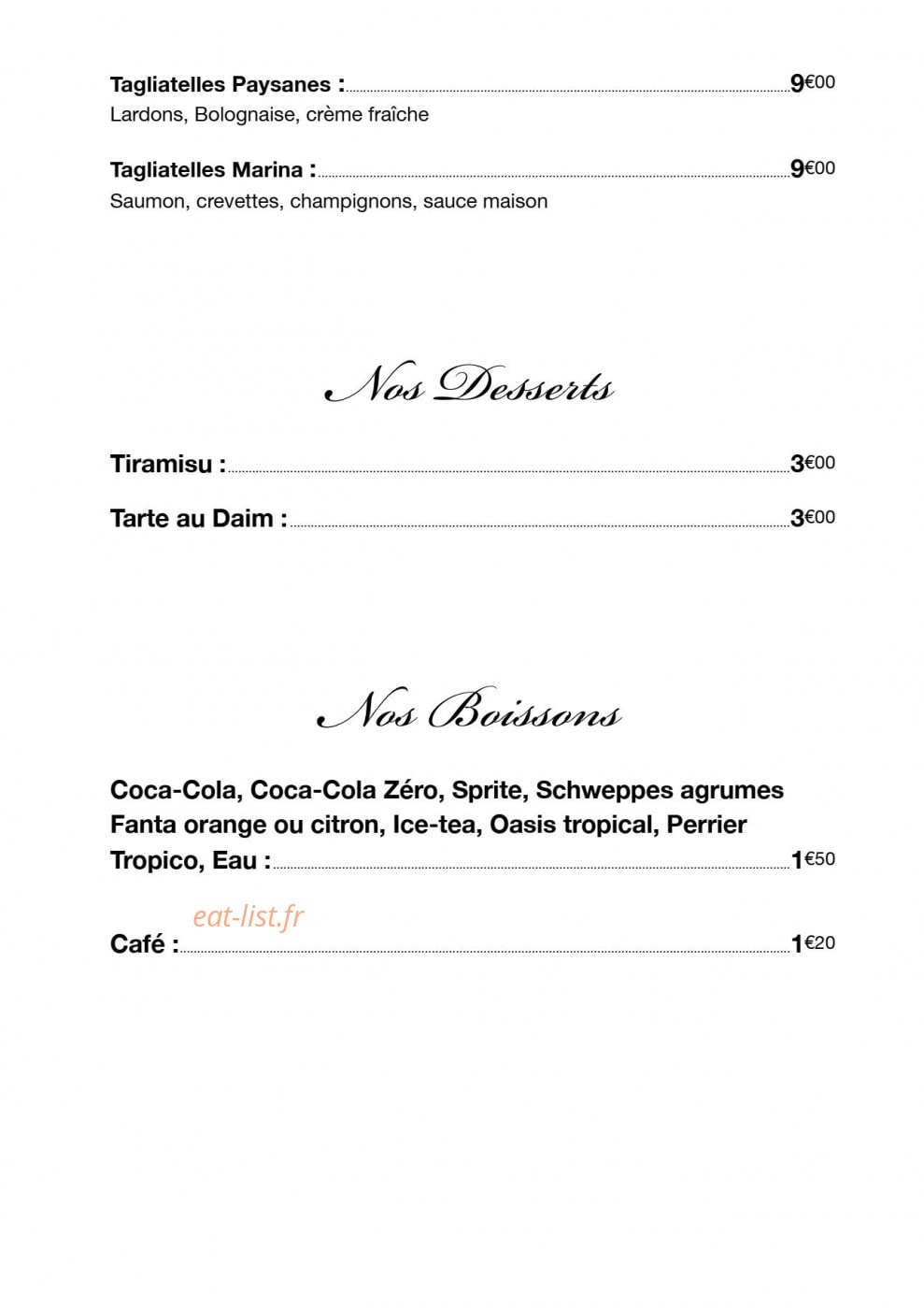 King Pasta — carte page 6