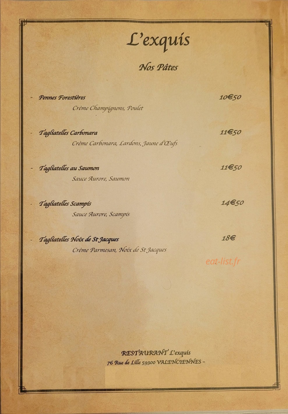 L'exquis — carte page 2