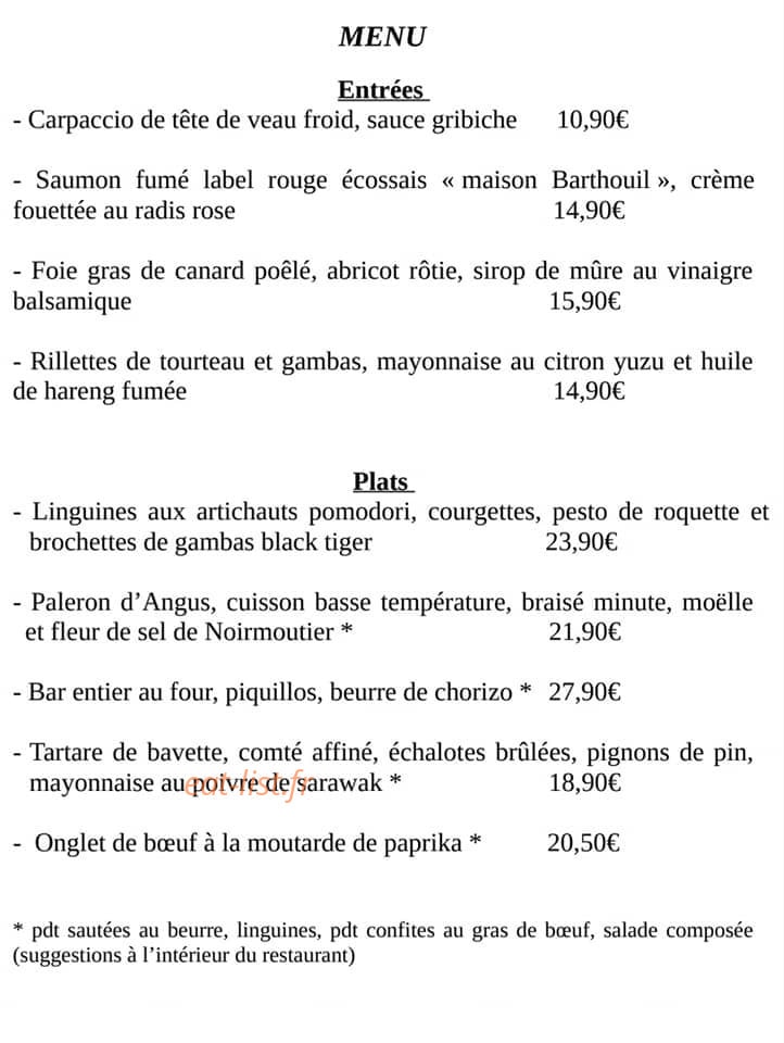 L'instant gourmand — carte page 1