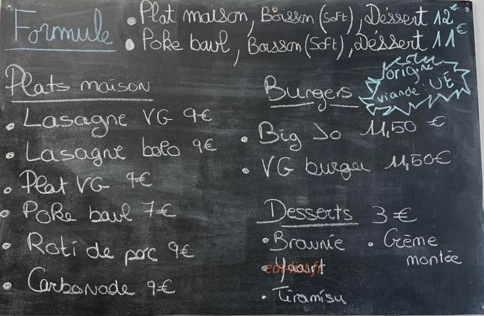 La Cantine de Joséphine — carte page 1