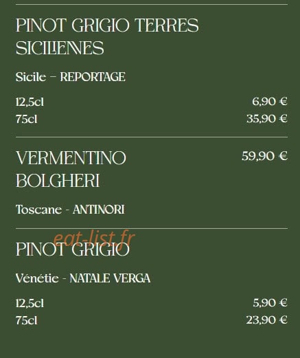Carte et menu de La Famiglia à Valenciennes — Les vins blancs suite