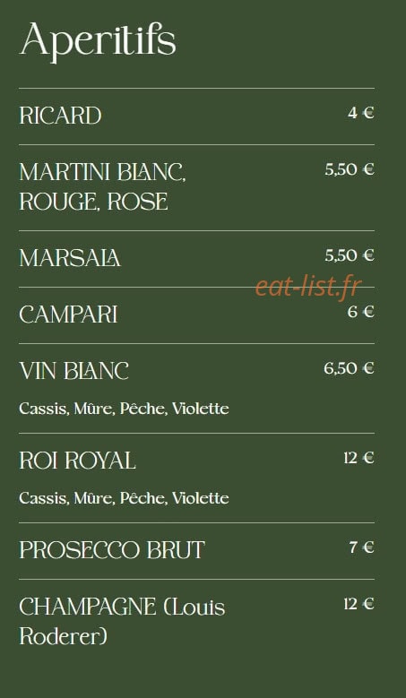 Carte et menu de La Famiglia à Valenciennes — Les apéritifs