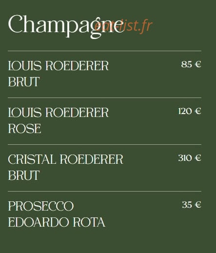 Carte et menu de La Famiglia à Valenciennes — Les champagnes