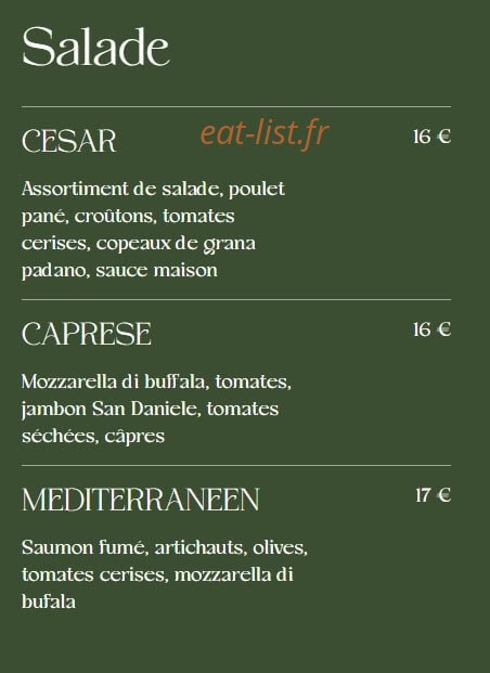 Carte et menu de La Famiglia à Valenciennes — Les salades