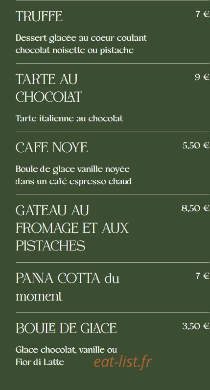 Carte et menu de La Famiglia à Valenciennes — Les desserts suite