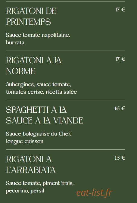 Carte et menu de La Famiglia à Valenciennes — Les pates page 3