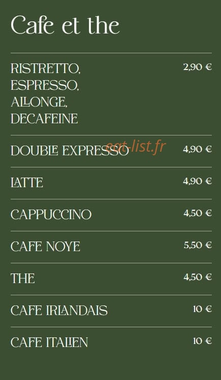 Carte et menu de La Famiglia à Valenciennes — Les cafés et thés