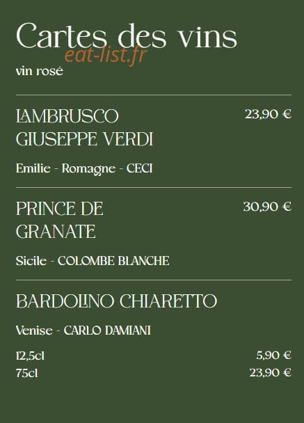 Carte et menu de La Famiglia à Valenciennes — Les vins rosés