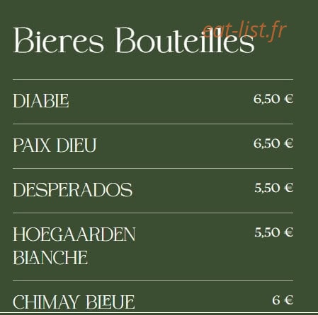 Carte et menu de La Famiglia à Valenciennes — Les bières bouteilles