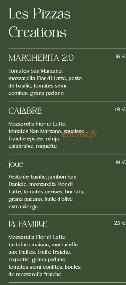 Carte et menu de La Famiglia à Valenciennes — Les pizzas créations