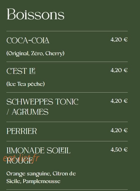 Carte et menu de La Famiglia à Valenciennes — Les boissons