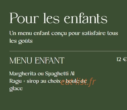 Carte et menu de La Famiglia à Valenciennes — Menu enfant