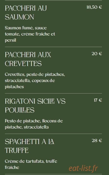 Carte et menu de La Famiglia à Valenciennes — Les pates page 2
