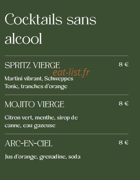 Carte et menu de La Famiglia à Valenciennes — Les cocktails sans alcool